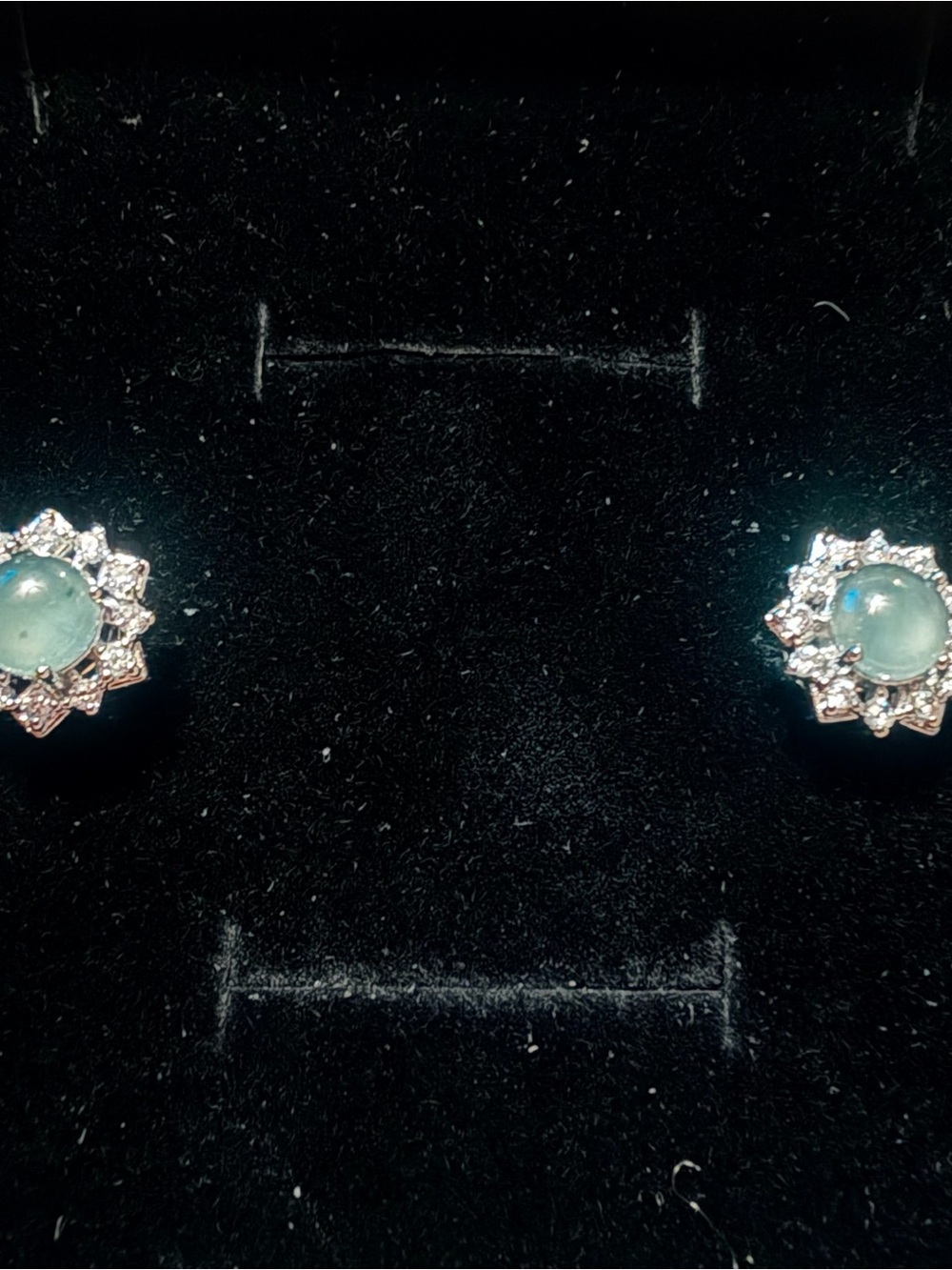 Delicate Green Jadeite Gemstone Halo Stud Earrings